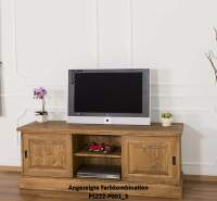 TV-Lowboard mit Schiebetüren im Landhausstil - Eichenplatte