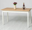 Tisch im Landhausstil - 140 x 70 cm Eichenplatte natur (unlackiert)