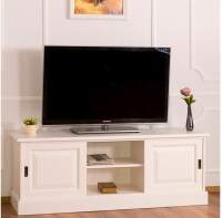 Landhaus TV-Lowboard mit Schiebetüren weiß
