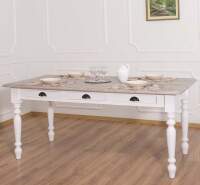 Landhausstil Esstisch mit Schubladen weiß 180 cm