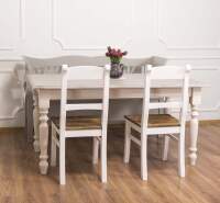 Gedrechselter Tisch Paris (160cm), weiß, Platte...