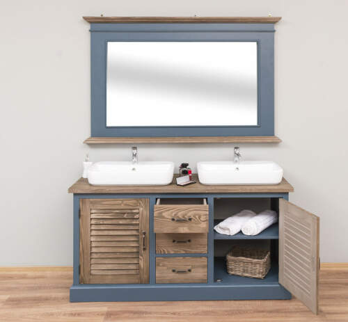 Waschtisch-Set mit Aufsatzbecken und Spiegel, Landhausstil