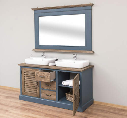 Waschtisch-Set mit Aufsatzbecken und Spiegel, Landhausstil