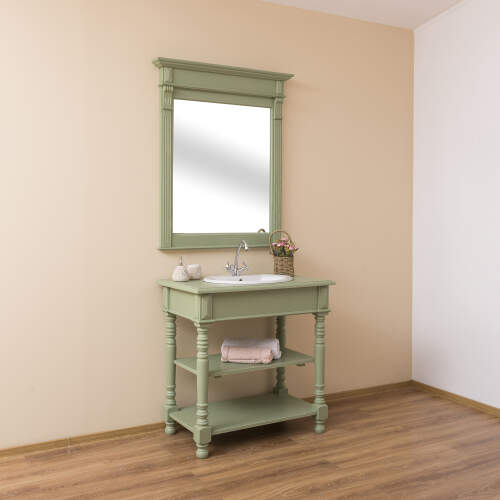 Grüner Waschtisch mit Spiegel für Gäste WC Shabby Chic