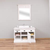 Lamellentür-Waschtisch weiß, inkl. Becken und Spiegel