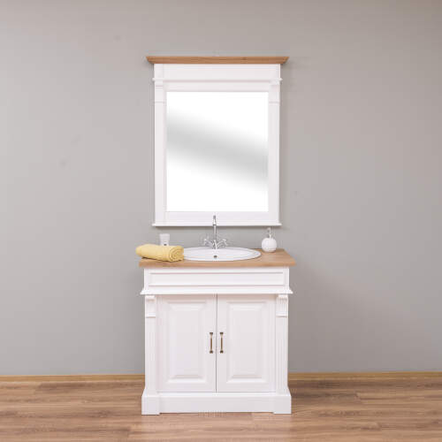 Weißer Landhausstil Waschtisch mit Spiegel