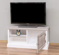 Massivholz TV-Lowboard weiß, Eiche - 120 cm