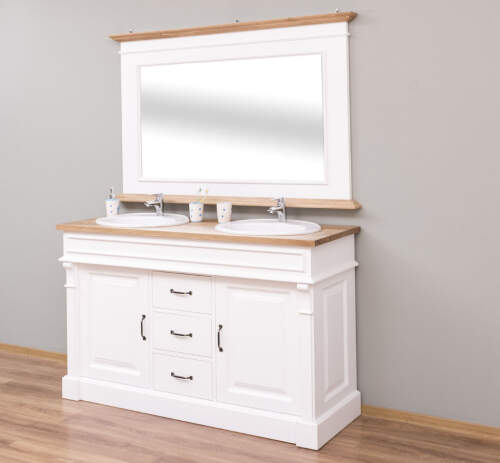 Landhaus Waschtisch Set mit Spiegel weiß