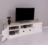 Landhausstil TV-Sideboard weiß - Eichenplatte