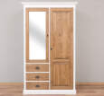 Massivholz Kleiderschrank mit Spiegeltüren weiß