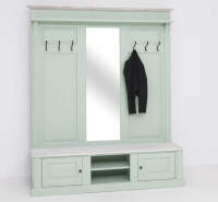 Landhaus Garderobe Mint-Pastellgrün, mit Spiegel