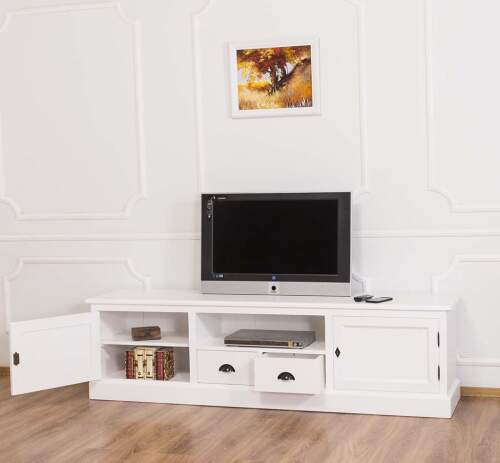 Großes Landhaus TV-Lowboard weiß - 200 cm