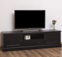 Massivholz TV-Lowboard schwarz - 200 cm