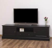 Massivholz TV-Lowboard schwarz - 200 cm
