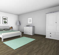Massivholz Schlafzimmer-Set weiß-tiefgebürstet