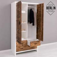 Kleiderschrank Berlin minimalistisch in weiß braun